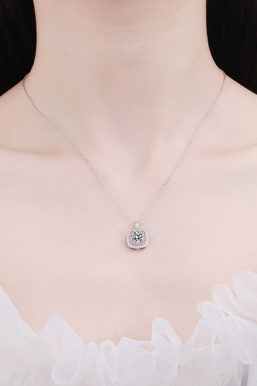 Adored Moissanite Geometric Pendant Necklace - Admiresty