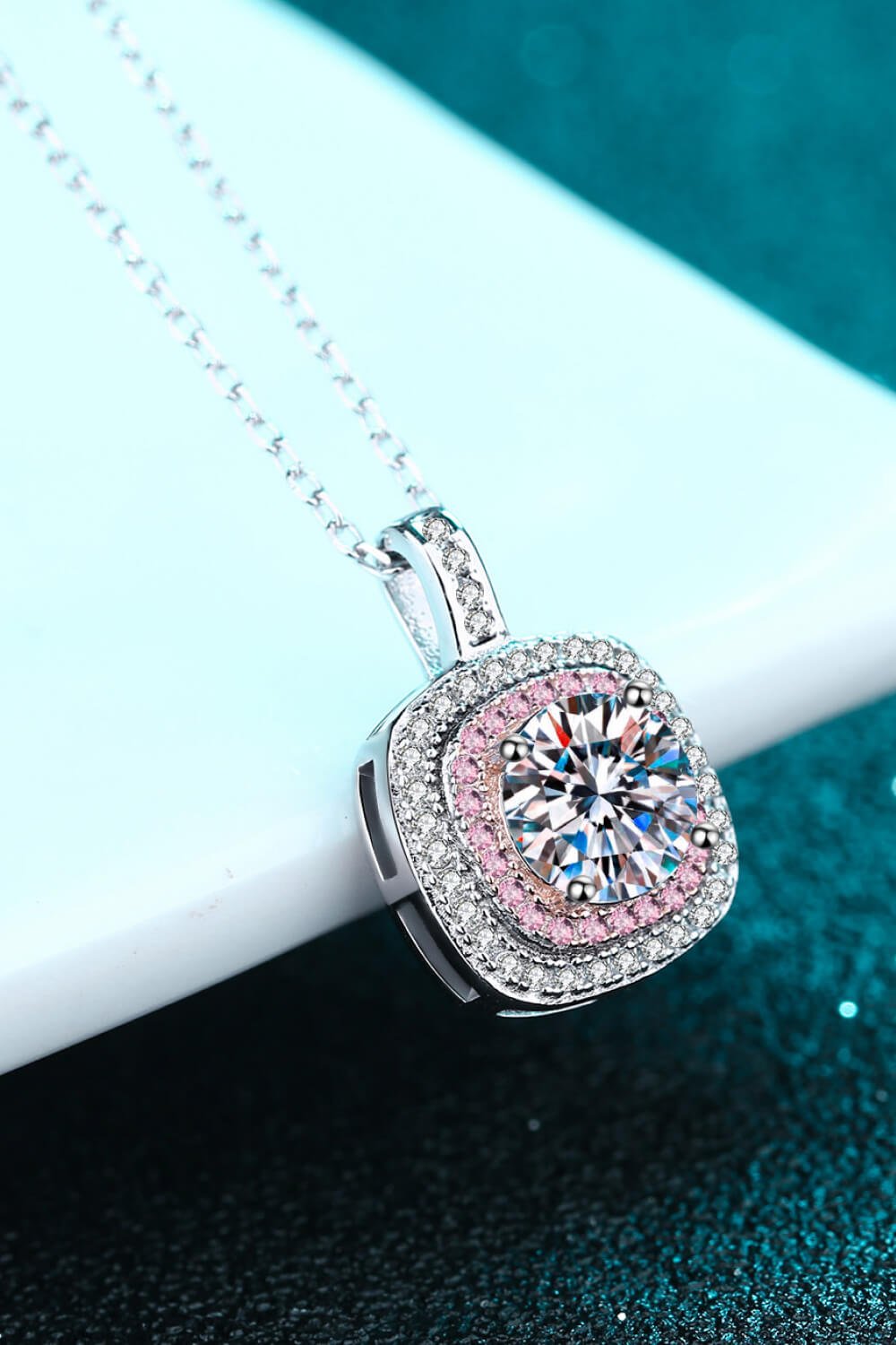 Adored Moissanite Geometric Pendant Necklace - Admiresty