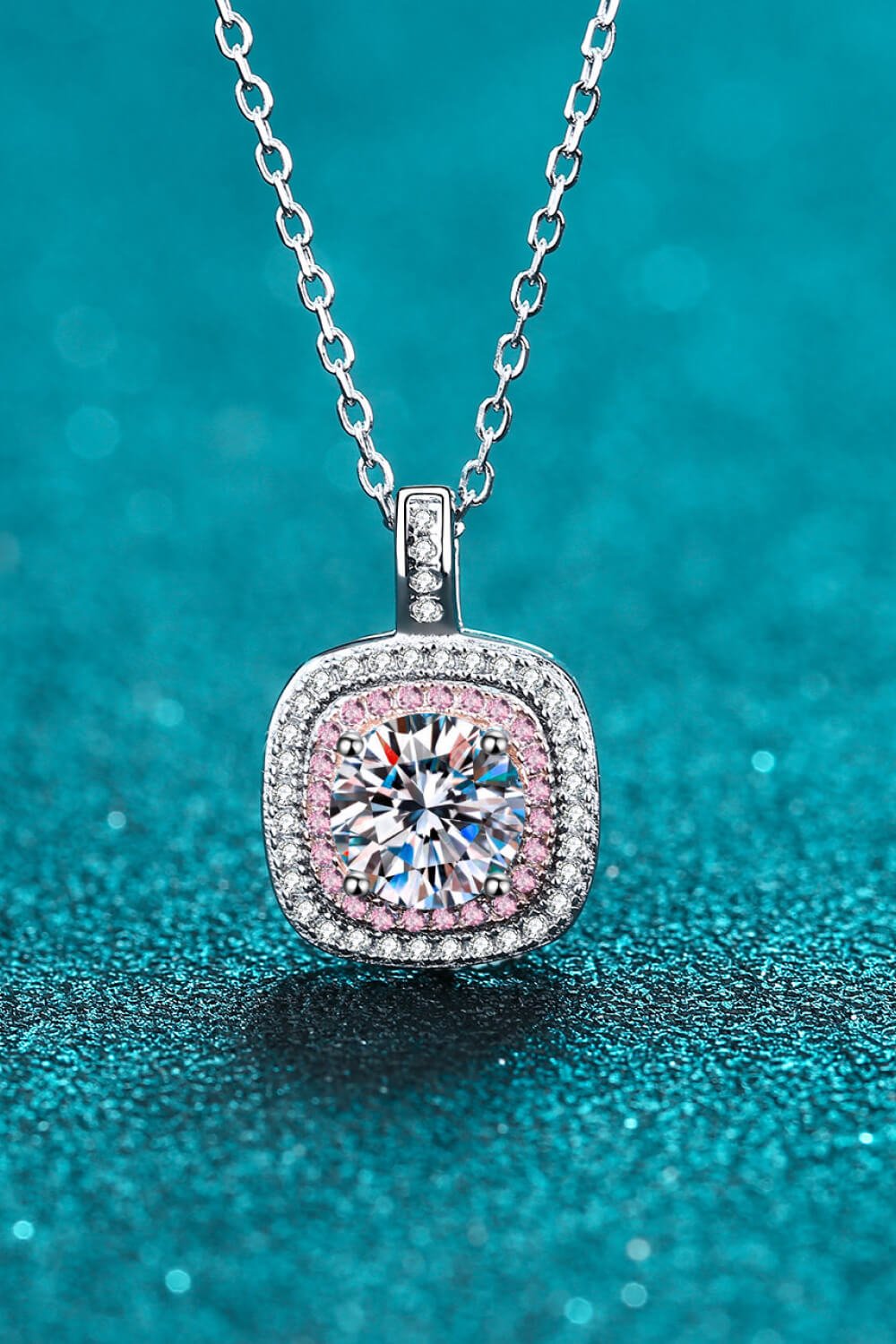 Adored Moissanite Geometric Pendant Necklace - Admiresty