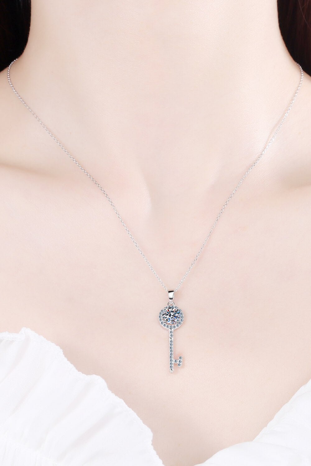 Adored Moissanite Key Pendant Necklace - Admiresty