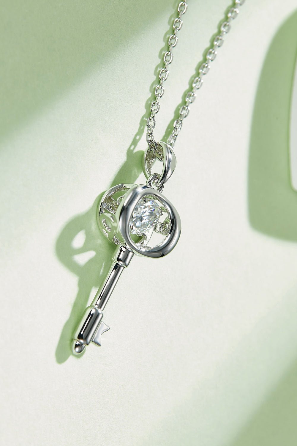 Adored Moissanite Key Pendant Necklace - Admiresty