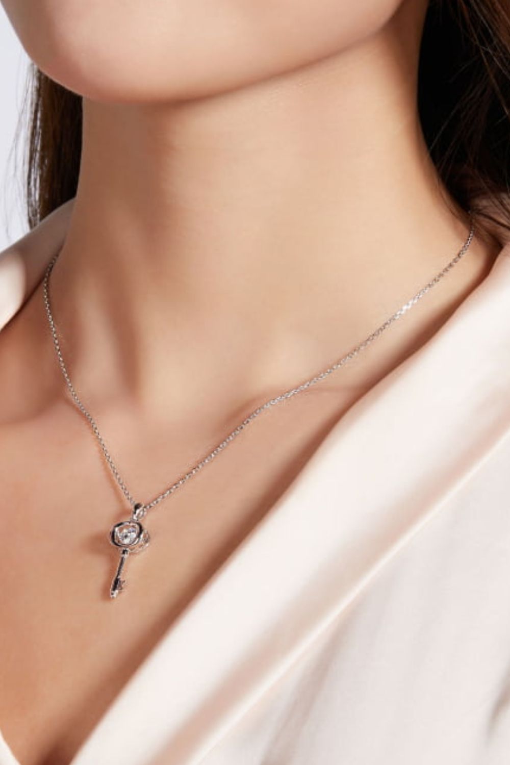 Adored Moissanite Key Pendant Necklace - Admiresty