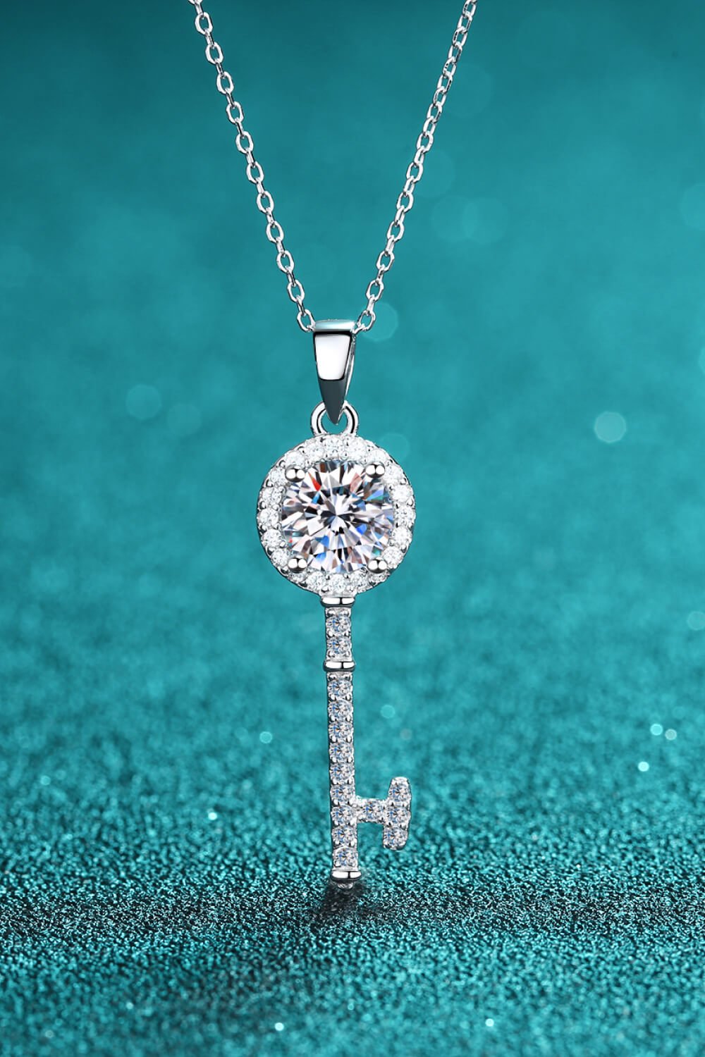 Adored Moissanite Key Pendant Necklace - Admiresty