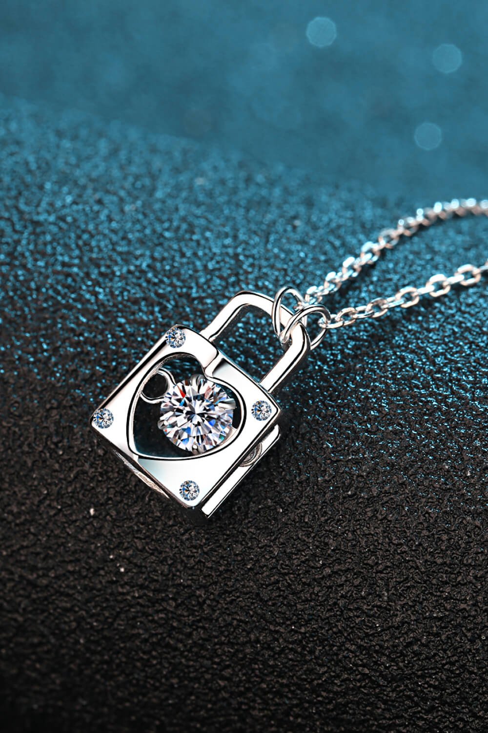 Adored Moissanite Lock Pendant Necklace - Admiresty