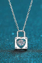 Adored Moissanite Lock Pendant Necklace - Admiresty