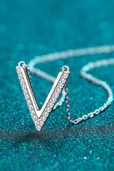 Adored Sterling Silver V Letter Pendant Necklace - Admiresty