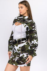 American Bazi Camouflage Cropped Jacket with Chains - Admiresty