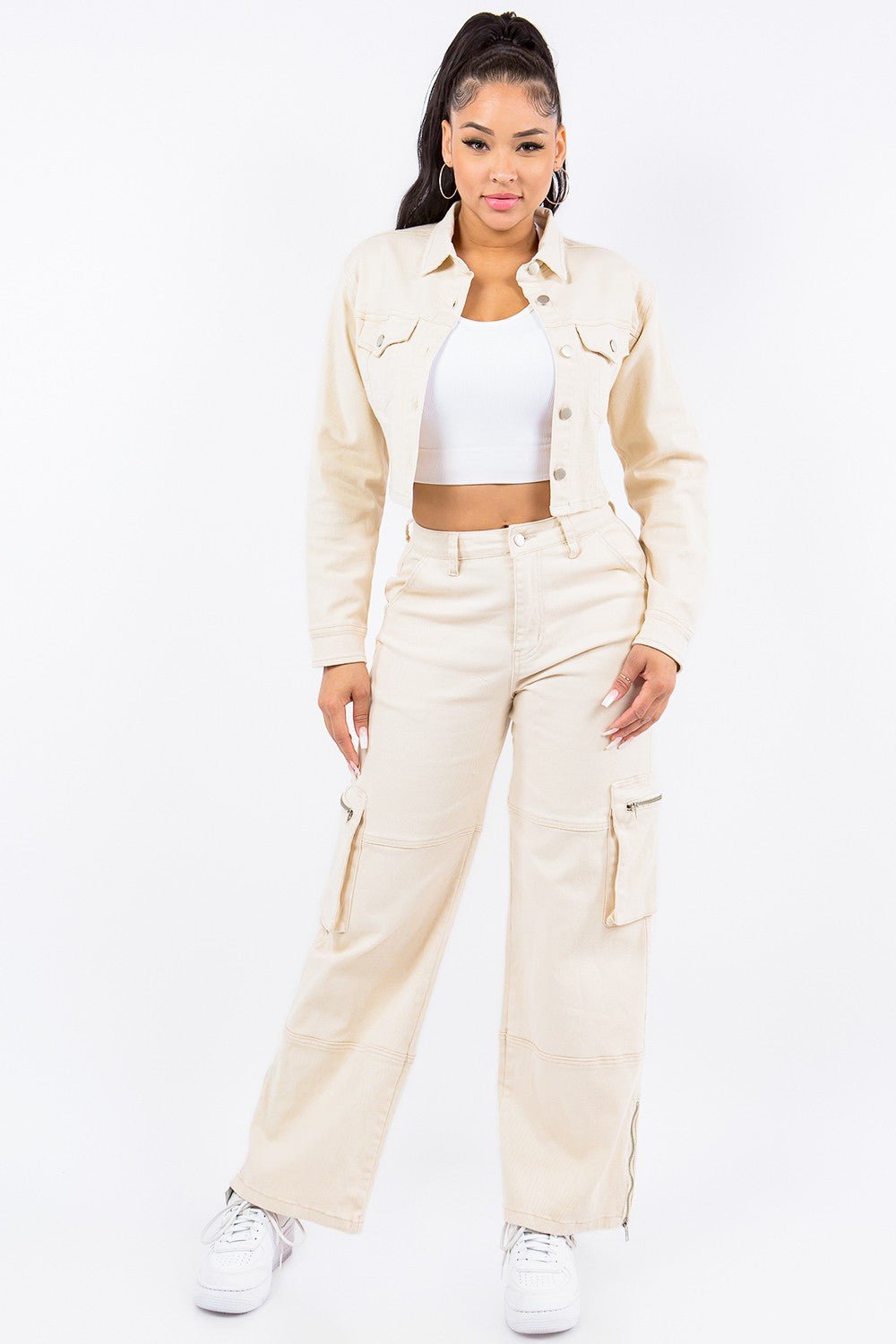 American Bazi Laced Back Cropped Jacket - Admiresty