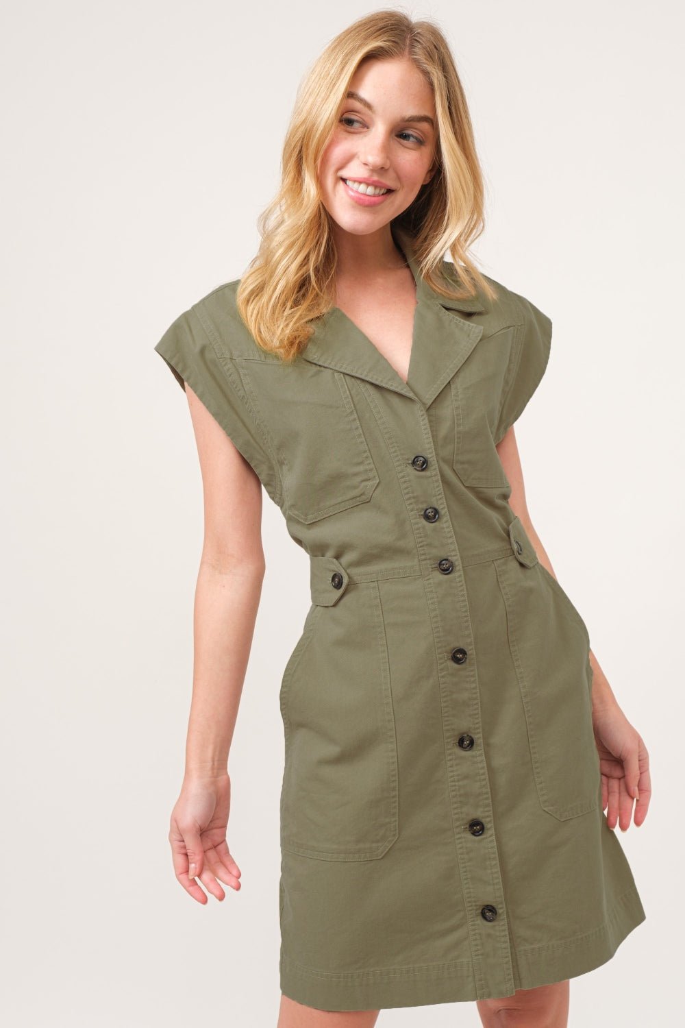 And The Why Button Up Sleeveless Dress - Admiresty