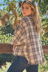 And The Why Full Size Button Up Raw Hem Plaid Shirt - Admiresty