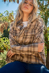 And The Why Full Size Button Up Raw Hem Plaid Shirt - Admiresty