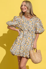 And The Why Full Size Floral Surplice Puff Sleeve Dress - Admiresty