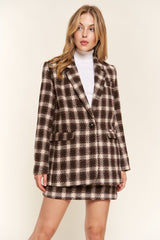 And The Why Full Size Plaid Brushed One Button Blazer - Admiresty