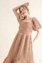 And The Why Full Size Square Neck Puff Sleeve Dress - Admiresty