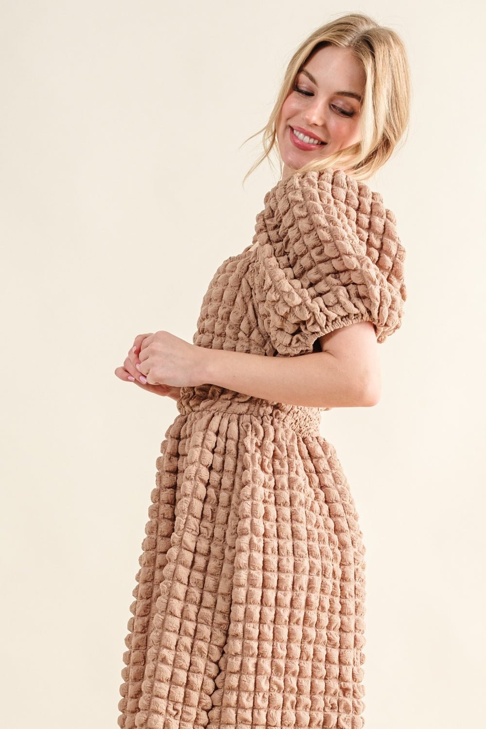 And The Why Full Size Square Neck Puff Sleeve Dress - Admiresty