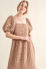 And The Why Full Size Square Neck Puff Sleeve Dress - Admiresty