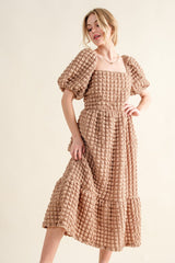 And The Why Full Size Square Neck Puff Sleeve Dress - Admiresty