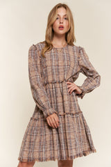 And The Why Full Size Washed Frayed Tiered Plaid Dress - Admiresty