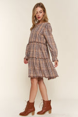 And The Why Full Size Washed Frayed Tiered Plaid Dress - Admiresty