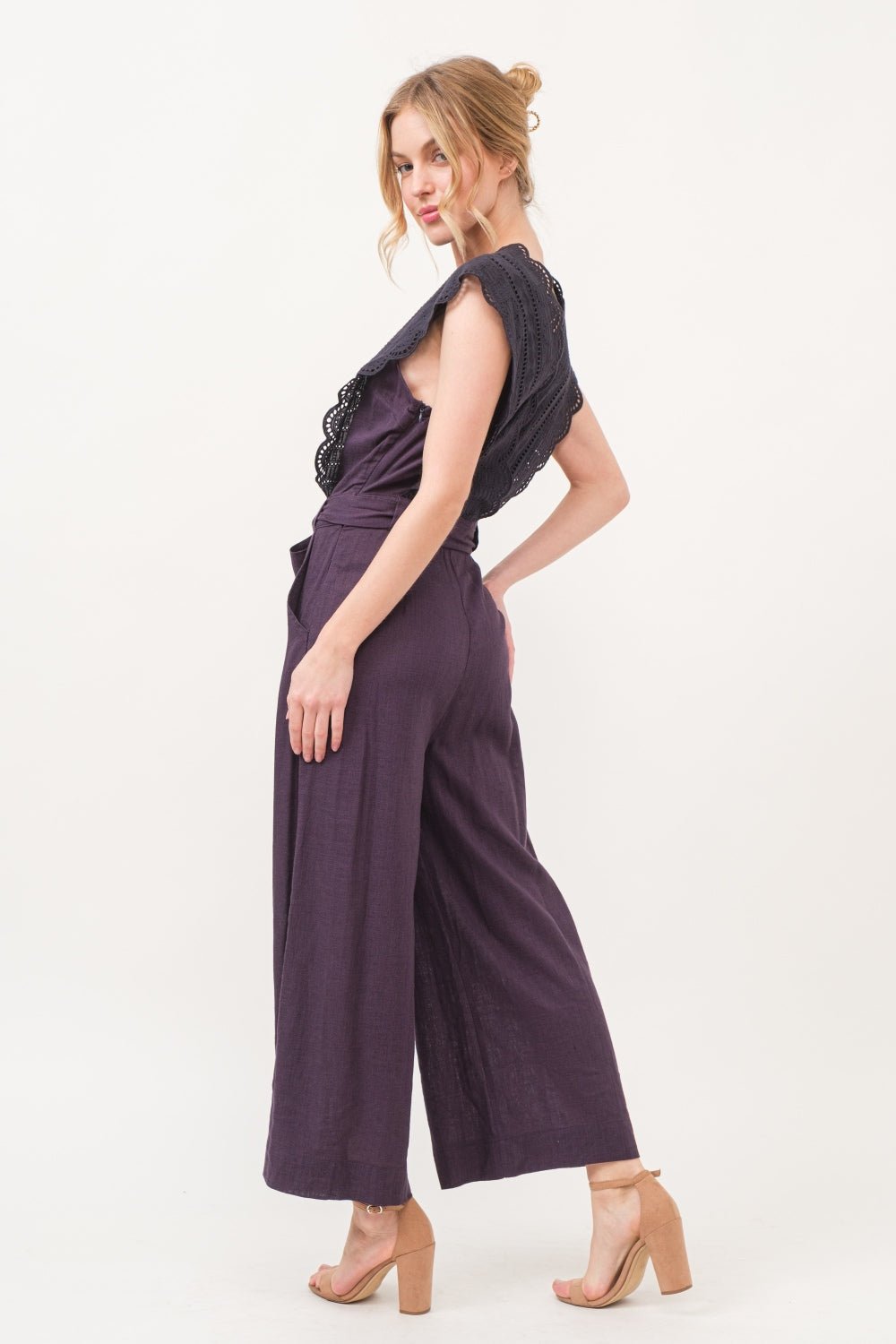 And The Why Laced Surplice Tie Waist Jumpsuit - Admiresty