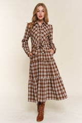 And the Why Plaid Tiered Midi Shirt Dress - Admiresty