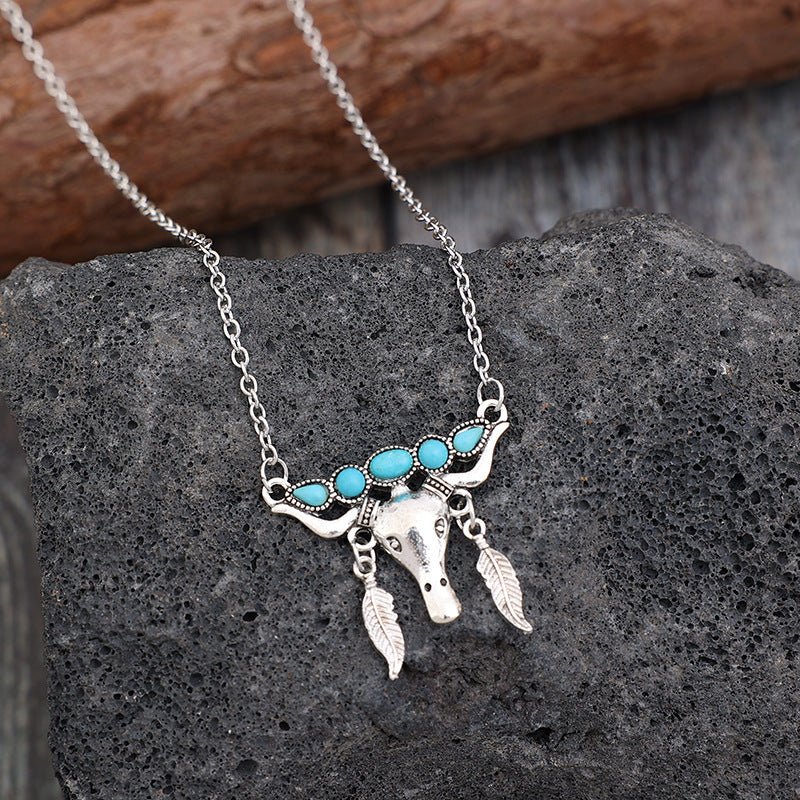 Artificial Turquoise Cow Shape Necklace - Admiresty