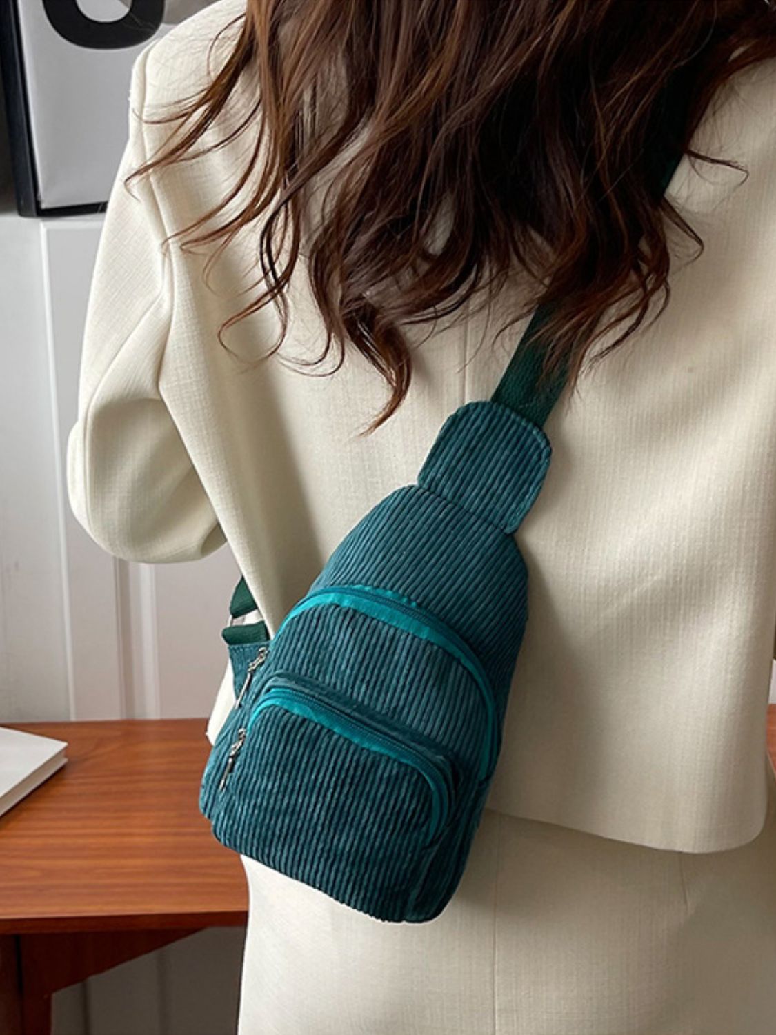 Corduroy Solid Color Crossbody Bag