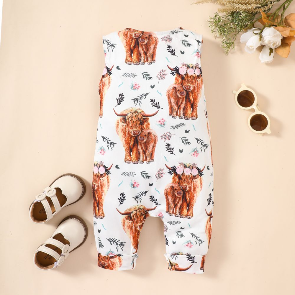 Baby Animal Print Round Neck Sleeveless Jumpsuit - Admiresty