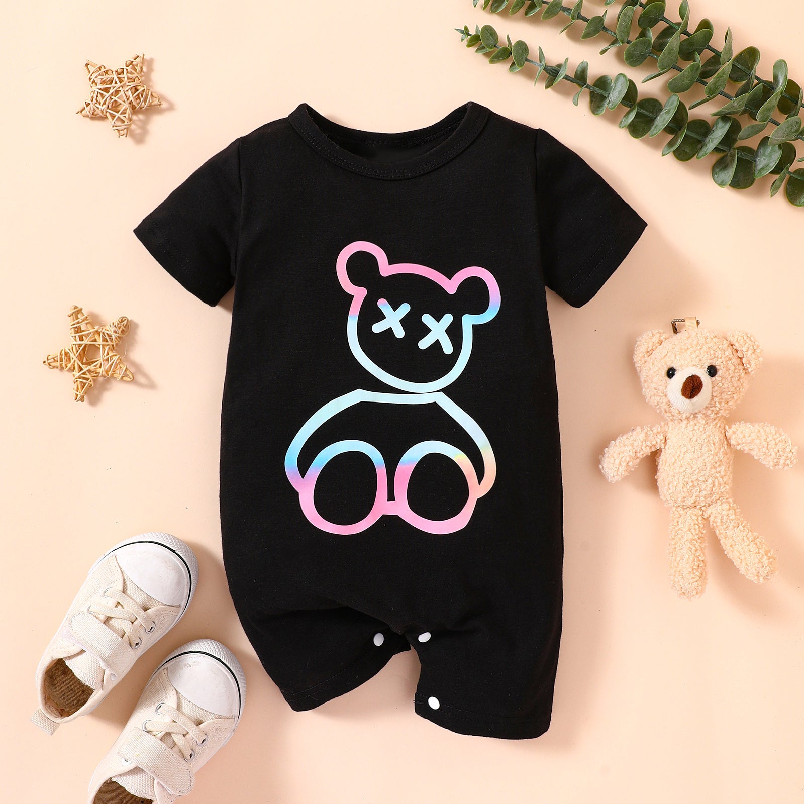 Baby Bear Graphic Short Sleeve Romper - Admiresty