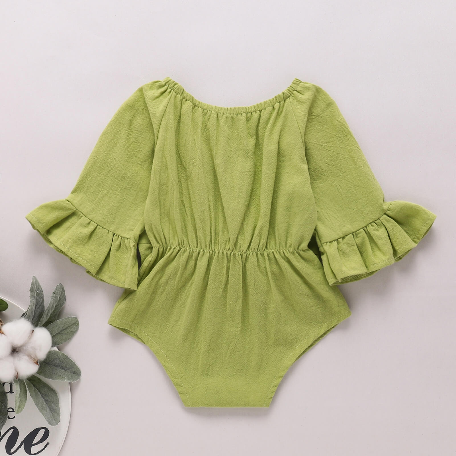 Baby Girl Bow Detail Flounce Sleeve Bodysuit - Admiresty