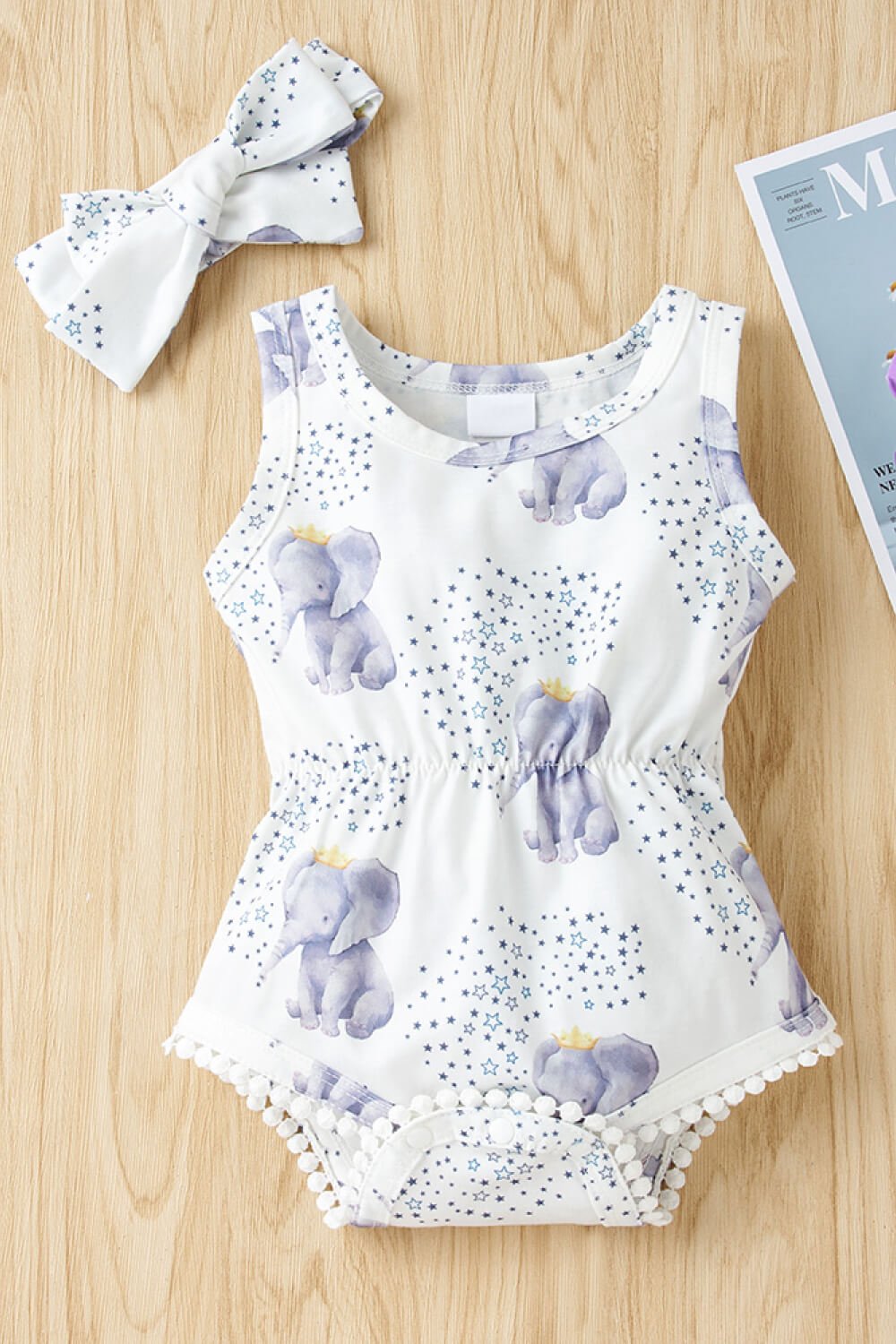 Baby Girl Elephant Print Bodysuit - Admiresty