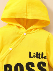 Baby LITTLE BOSS Graphic Hooded Jumpsuit - Admiresty