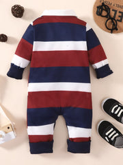 Baby Striped Collared Neck Jumpsuit - Admiresty