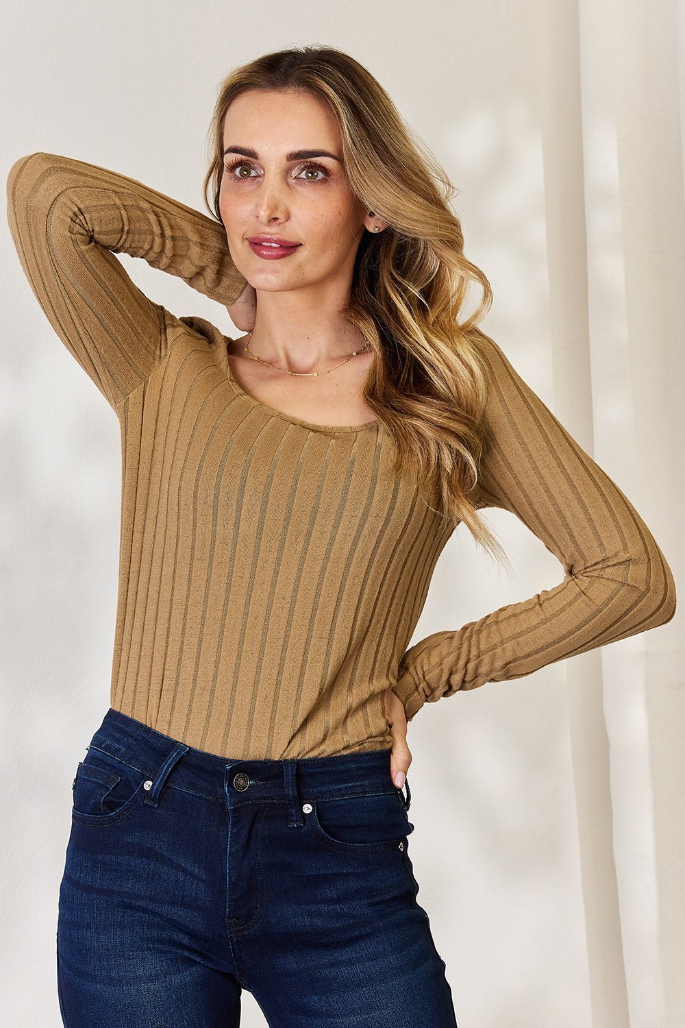 Basic Bae Full Size Ribbed Long Sleeve T - Shirt - Admiresty