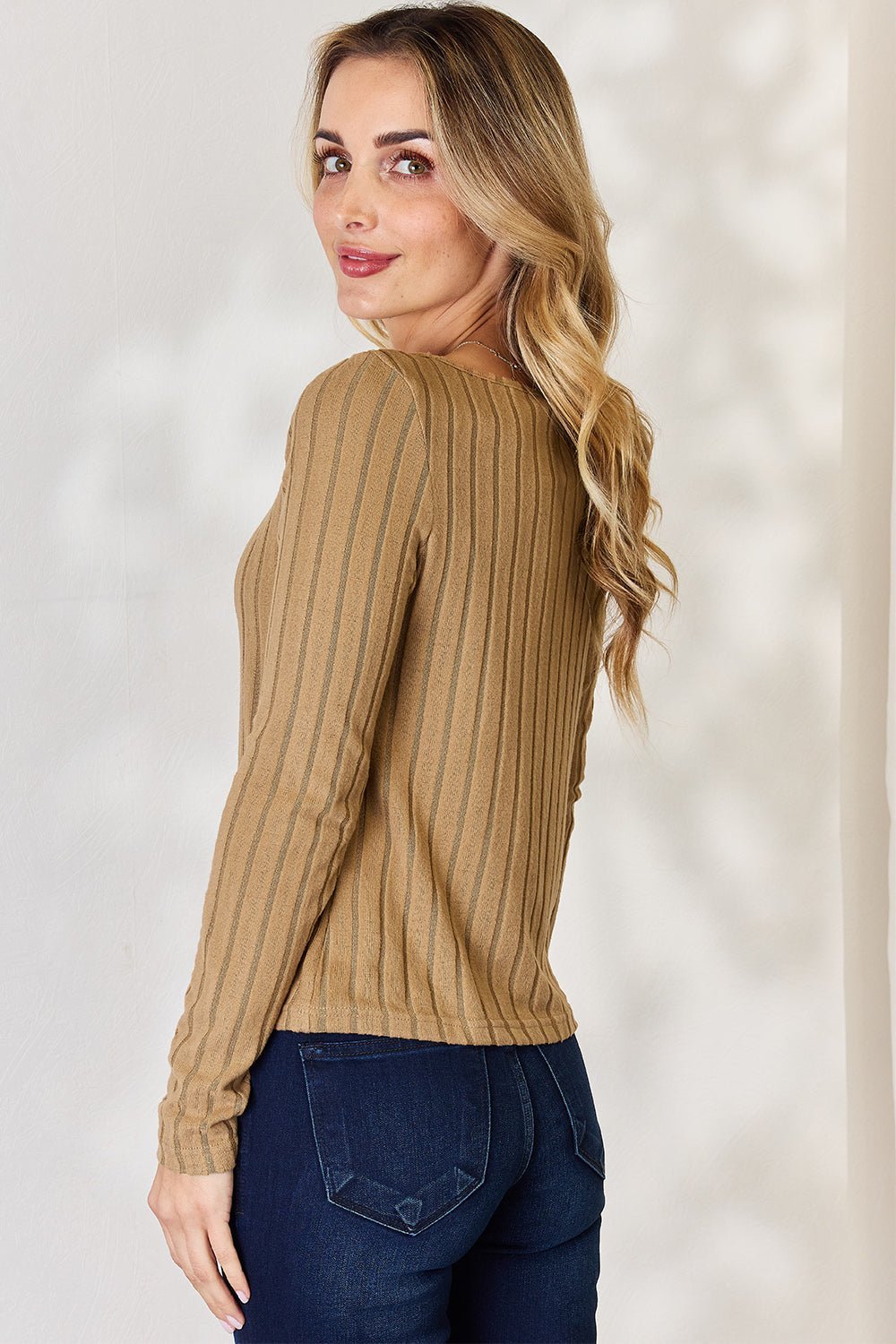 Basic Bae Full Size Ribbed Long Sleeve T - Shirt - Admiresty