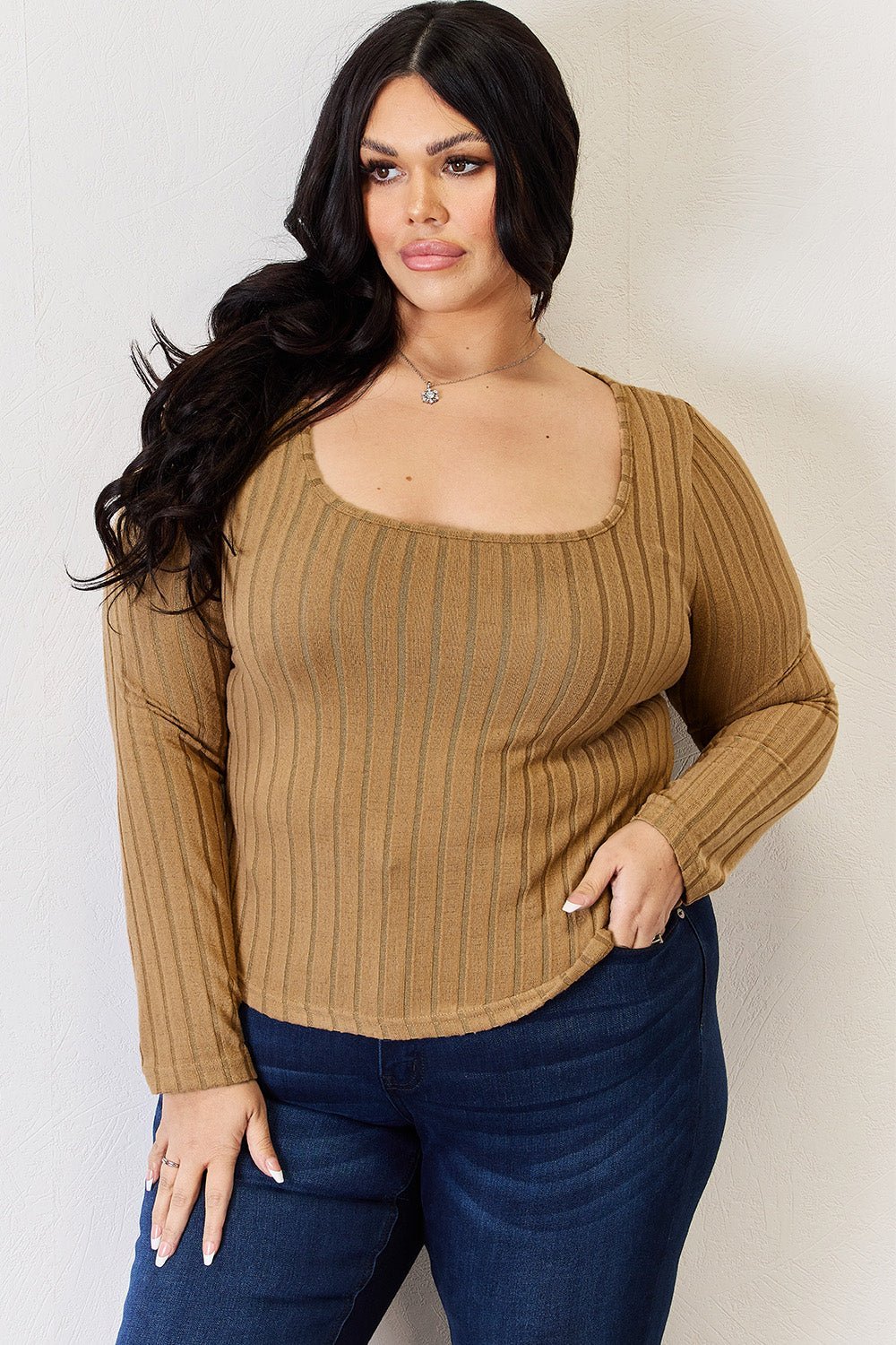 Basic Bae Full Size Ribbed Long Sleeve T - Shirt - Admiresty