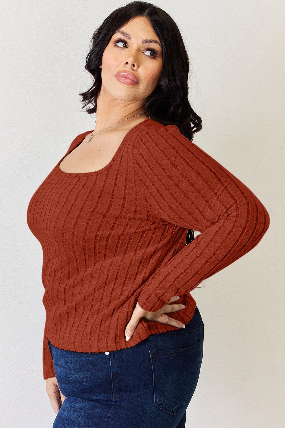 Basic Bae Full Size Ribbed Long Sleeve T - Shirt - Admiresty