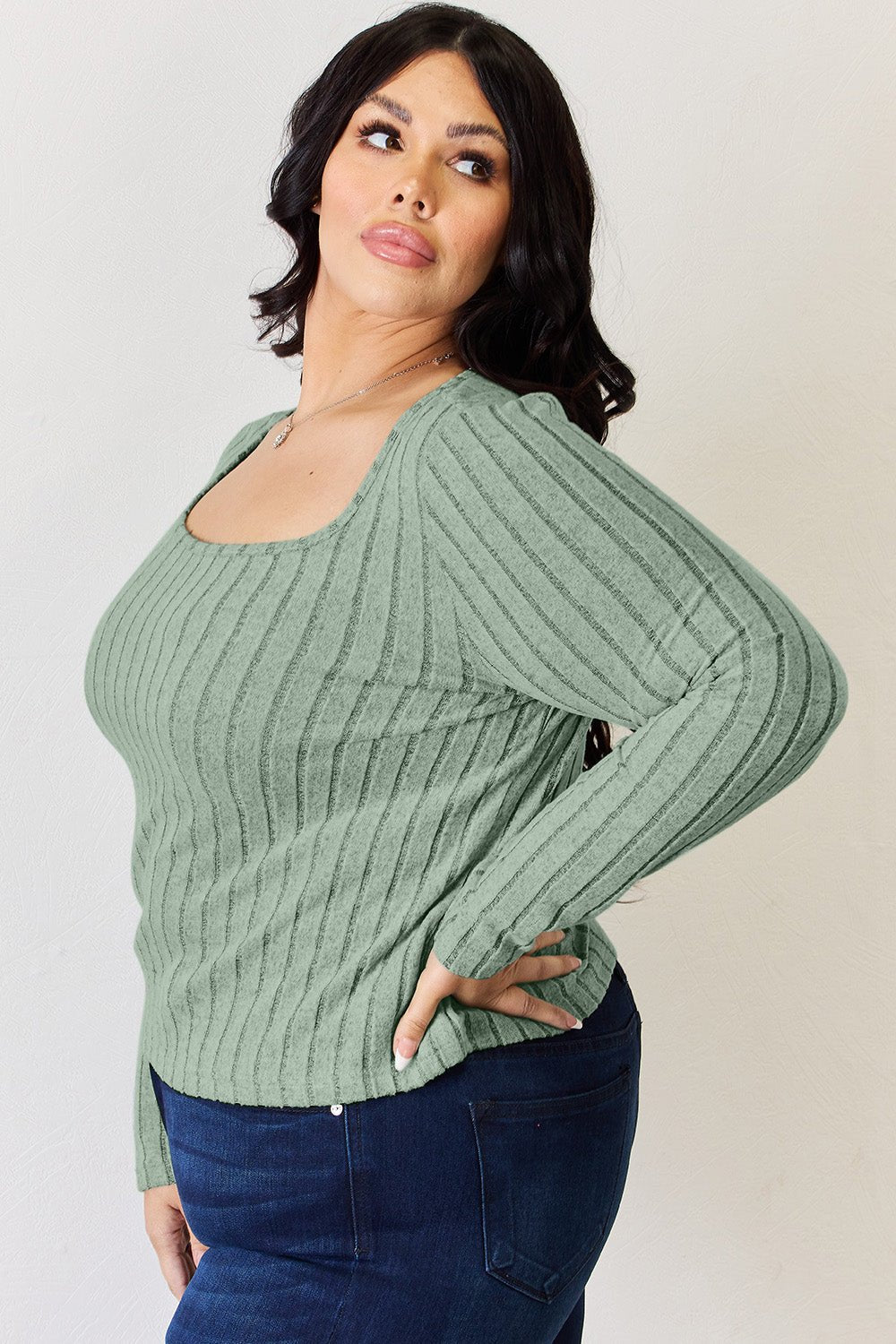 Basic Bae Full Size Ribbed Long Sleeve T - Shirt - Admiresty