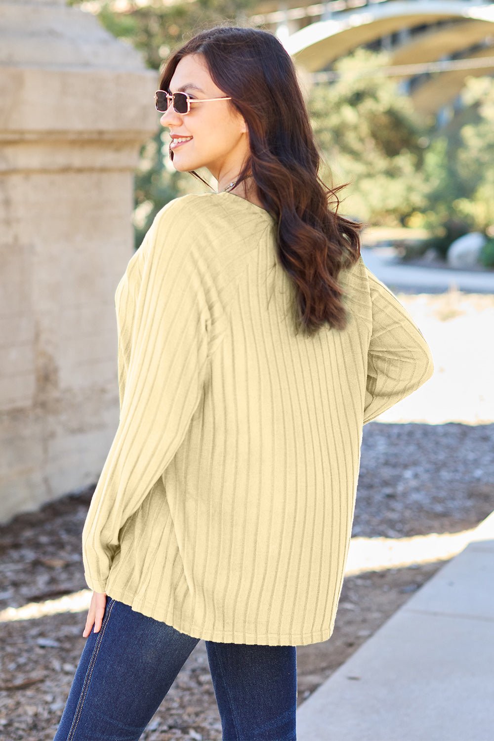 Basic Bae Full Size Ribbed Round Neck Long Sleeve Knit Top - Admiresty