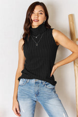 Basic Bae Full Size Ribbed Turtleneck Tank - Admiresty