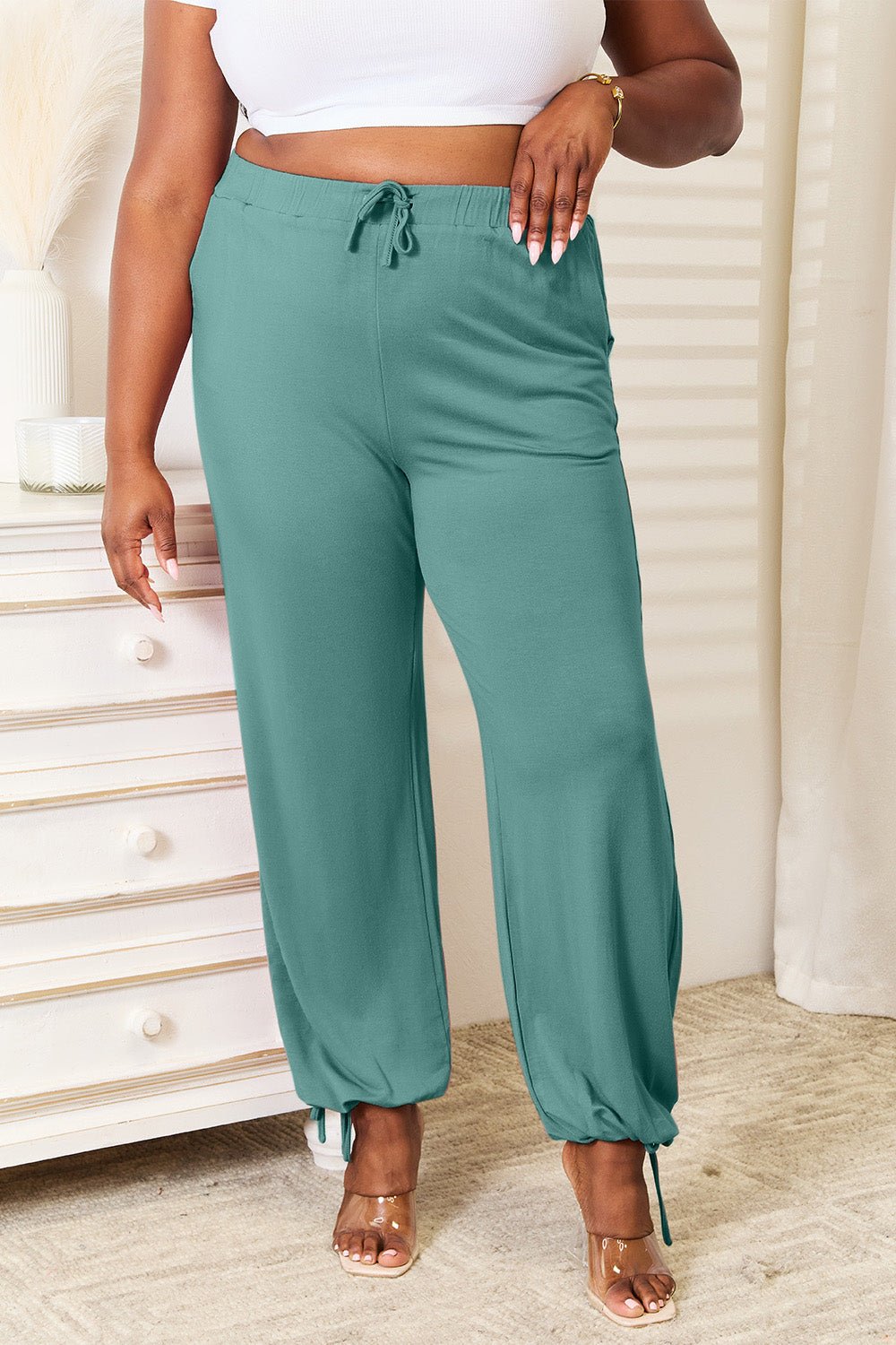 Basic Bae Full Size Soft Rayon Drawstring Waist Pants with Pockets - Admiresty