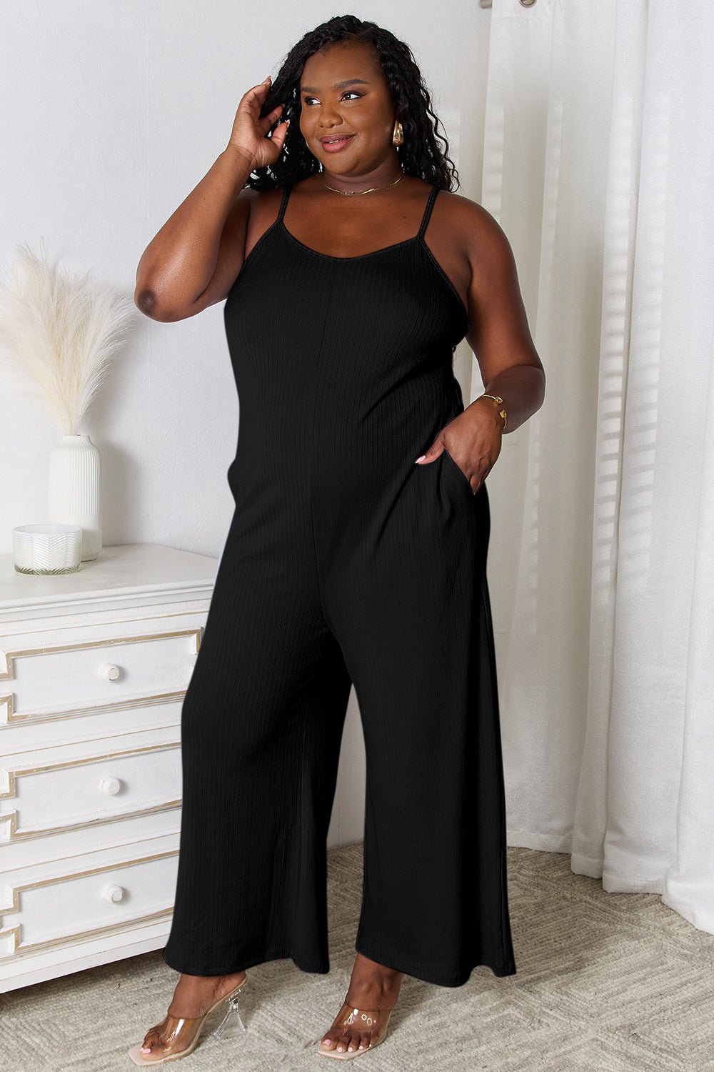 Basic Bae Full Size Spaghetti Strap V - Neck Jumpsuit - Admiresty