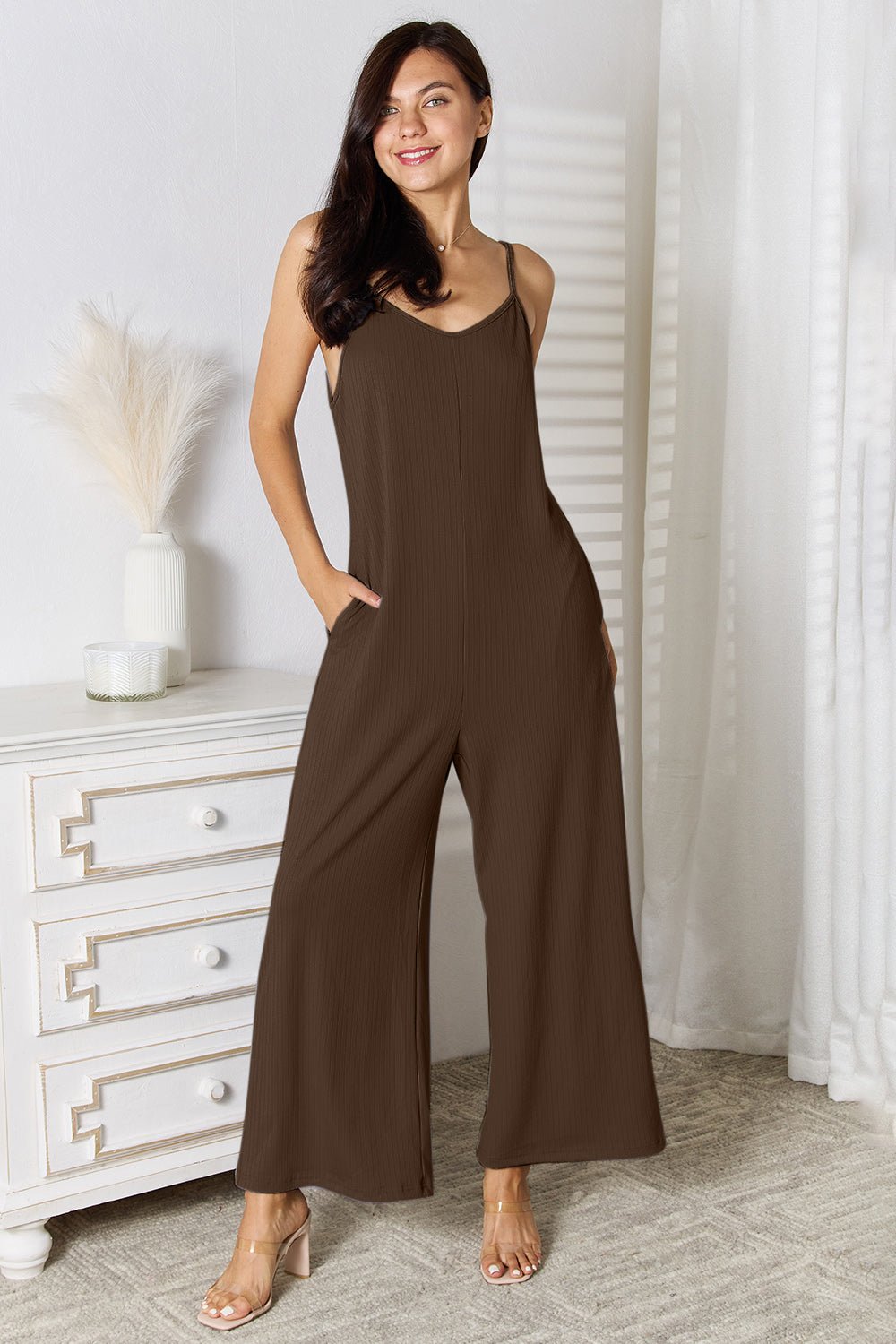 Basic Bae Full Size Spaghetti Strap V - Neck Jumpsuit - Admiresty