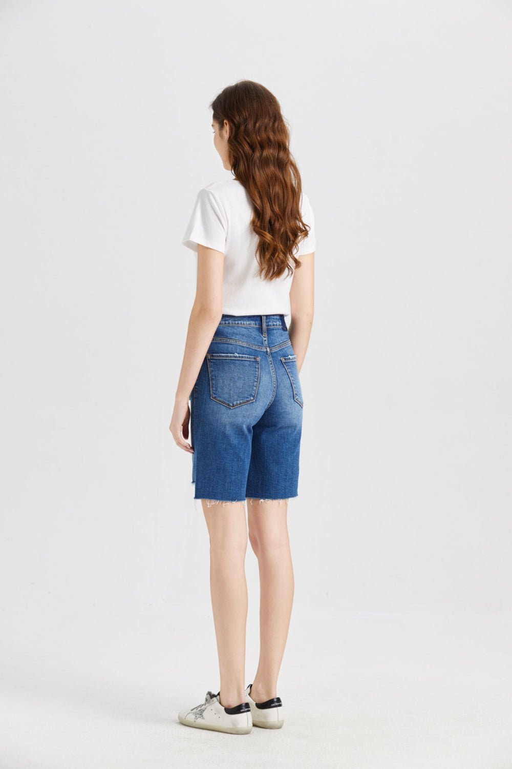 BAYEAS Full Size Super High Rise Denim Bermuda Shorts - Admiresty