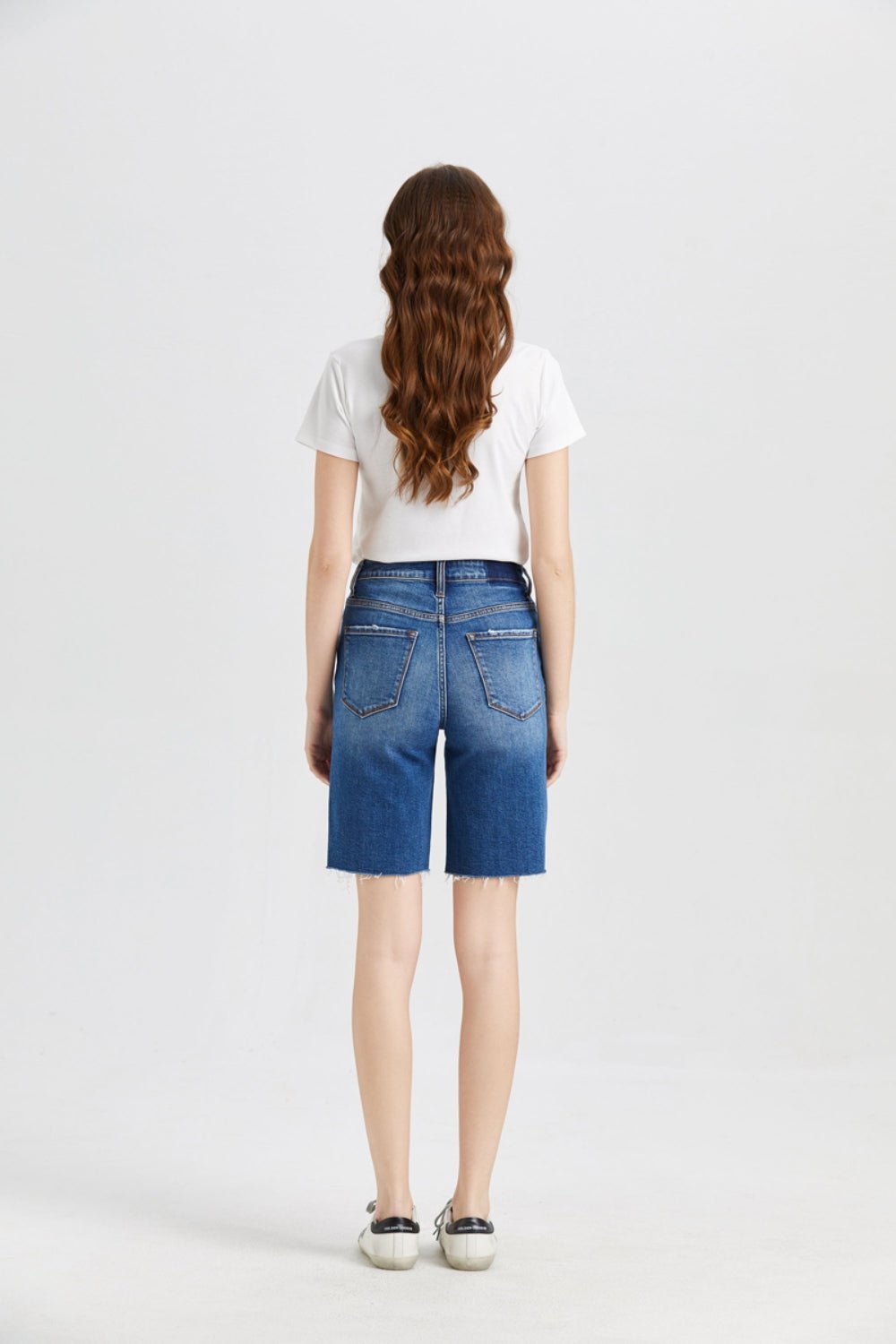 BAYEAS Full Size Super High Rise Denim Bermuda Shorts - Admiresty