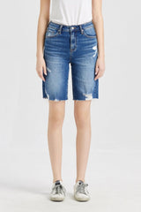 BAYEAS Full Size Super High Rise Denim Bermuda Shorts - Admiresty