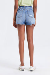 BAYEAS High Rise Bandless Denim Shorts - Admiresty