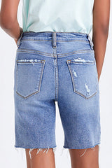 BAYEAS High Rise Denim Shorts - Admiresty