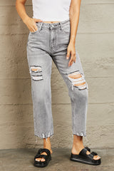 BAYEAS High Waisted Cropped Mom Jeans - Admiresty