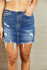 BAYEAS High Waisted Distressed Mini Skirt - Admiresty